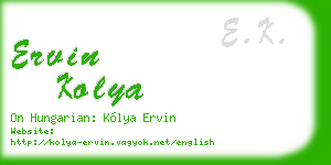 ervin kolya business card